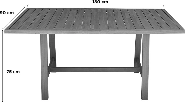 Tavolinë Malibu, dru akacie natyrale, 180x90x75cm