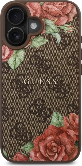 Mbështjellës Guess GUHMP16SP4ROPEMCW për iPhone 16 6.1", hardcase, MagSafe, kafe