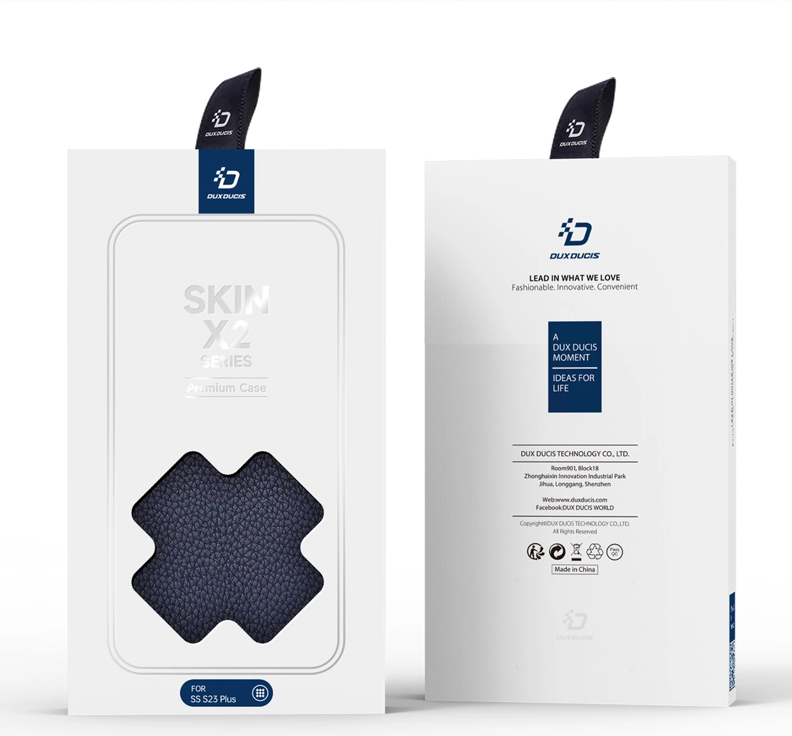 Mbështjellës Dux Ducis Skin X2 për Samsung Galaxy S23+, me xhep kartelash, me mbajtëse, kaltër