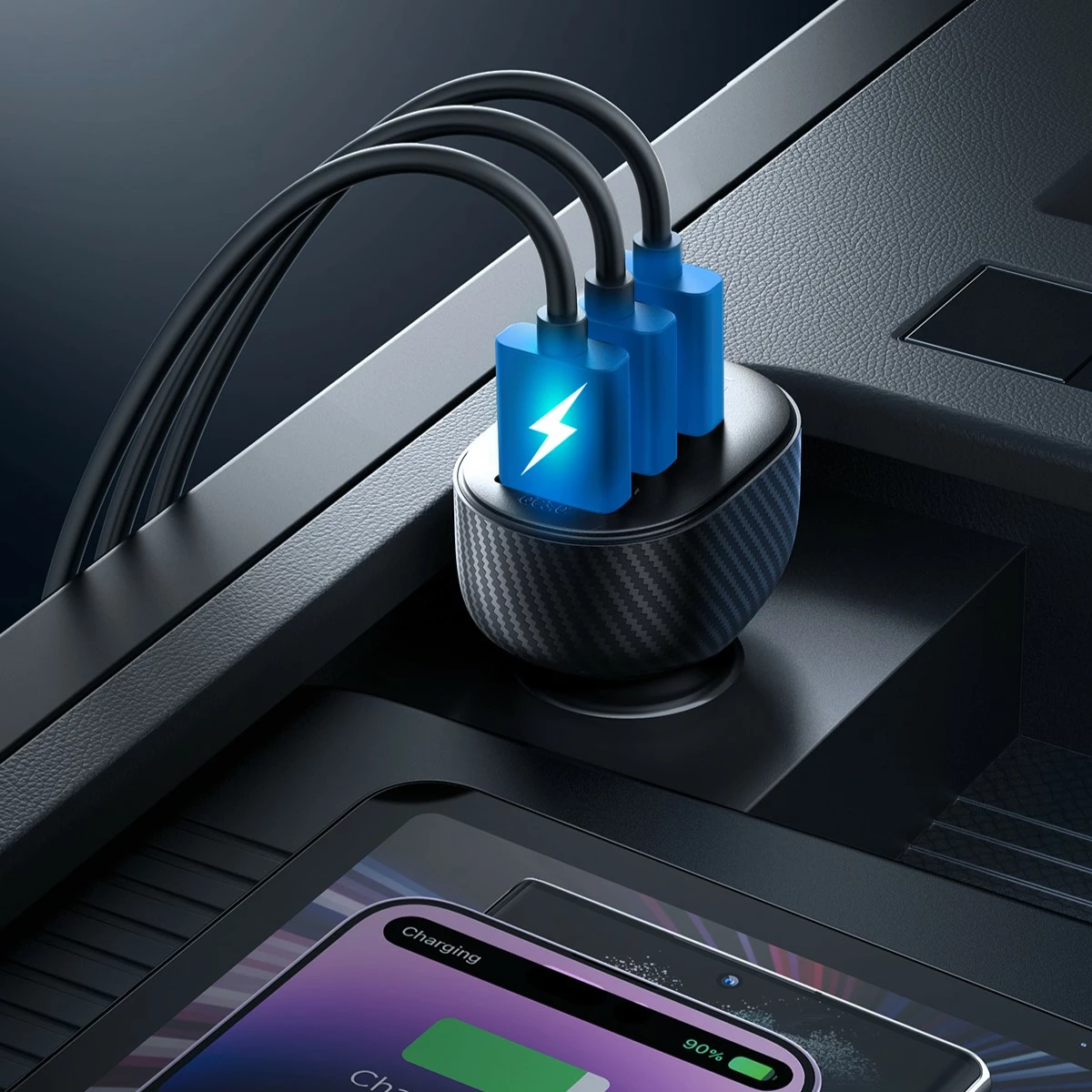 Karikues veture Joyroom JR-CCD03, 3x USB-A, 3.4A, me ekran, zi