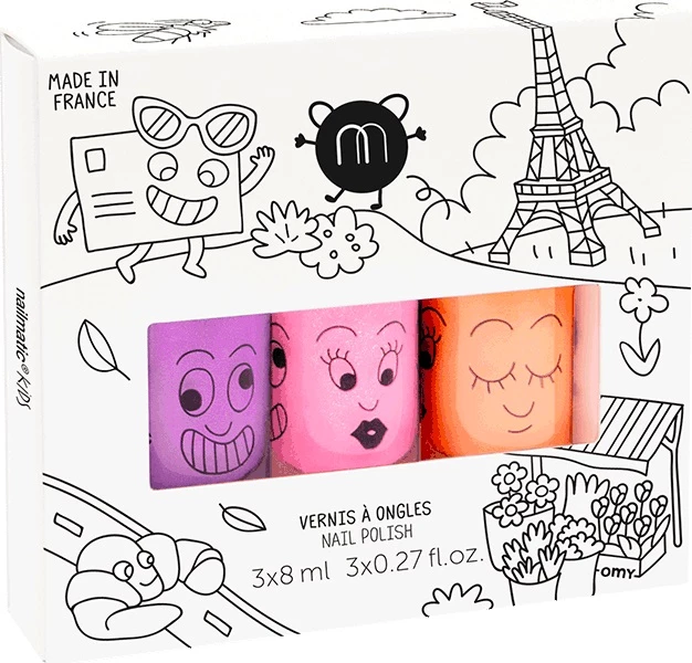 Llak për thonj për femra Nailmatic Kids Paris Neon, set 3x8ml