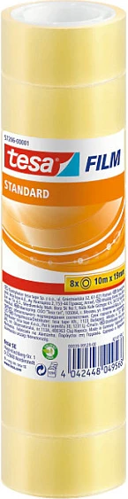 Shirit ngjitës Tesa tesafilm Standard 57206-00001-01, transparent, 19 mm x 10 m, 8 copë