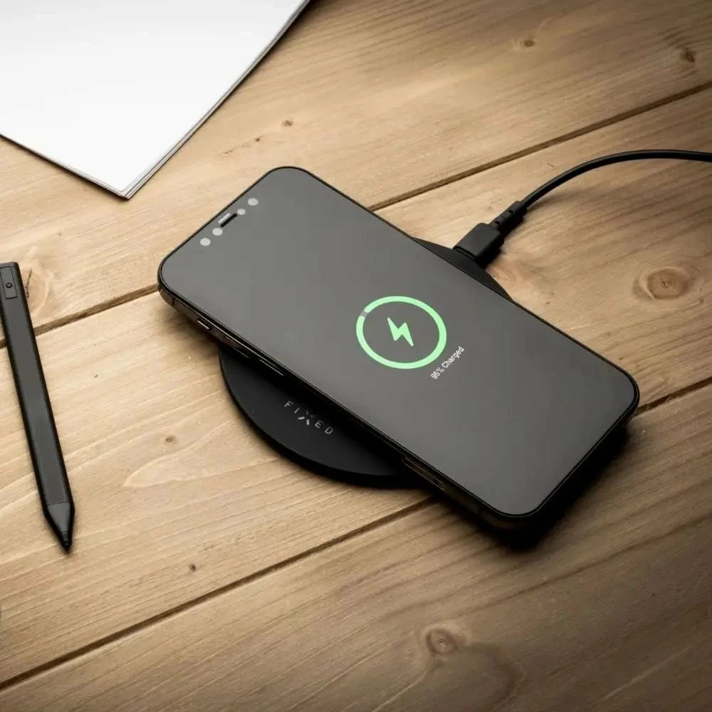 Karikues pa tela Fixed SlimPad 15W, kabllo USB-C 1m, i zi