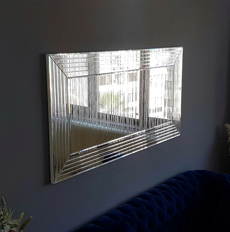 Pasqyrë moderne Hanah Home, A305Y, ngjyrë argjendi, 130x65cm