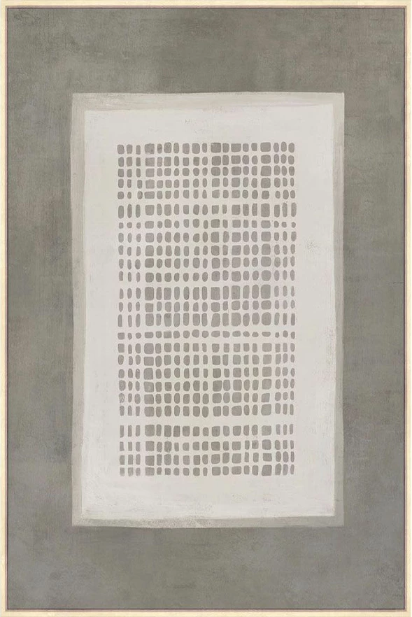 Pikturë dekorative COSMIC GRID me kornizë, kanavacë, ngjyrë gri e errët-bezhë, 80x120x4cm