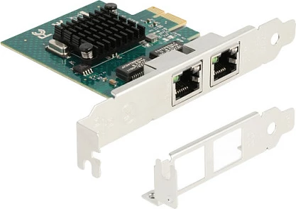 Kartelë rrjeti PCIe DeLOCK, 2x RJ45 Gigabit, PCIe 2.0, gri