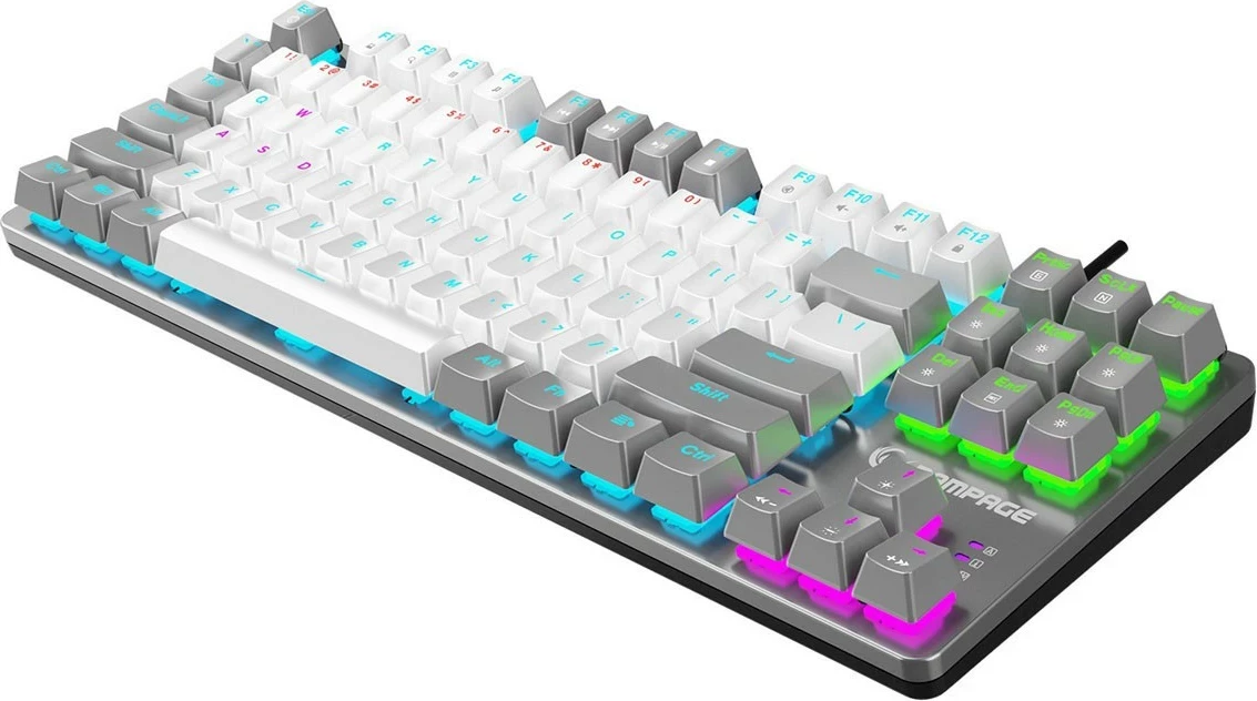 Tastierë mekanike gaming Rampage Snug RGB KRGD Red, 80%, anglisht, bardhë-gri