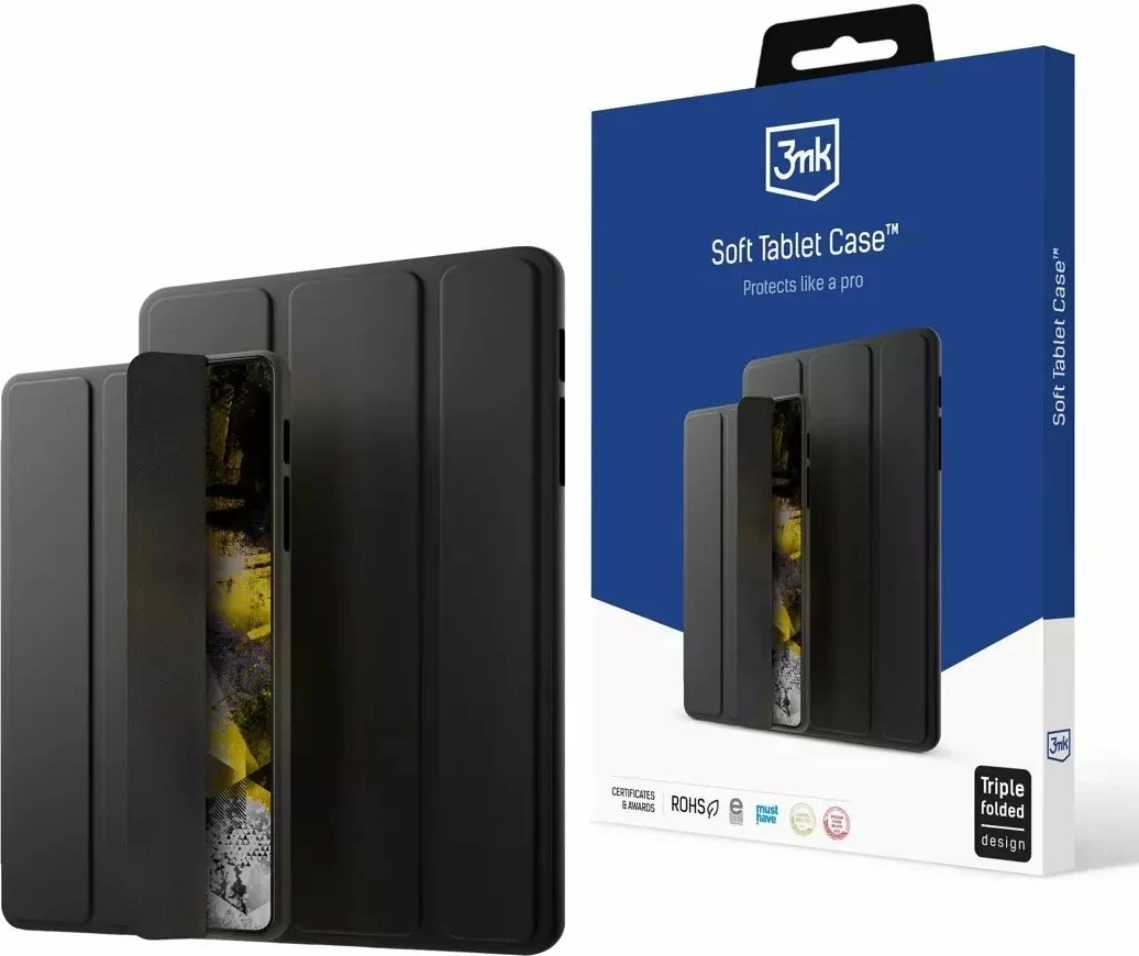 Mbështjellës i butë për tablet 3MK Soft Tablet Case për Samsung Galaxy Tab S10 Lite, deri 12\", i zi