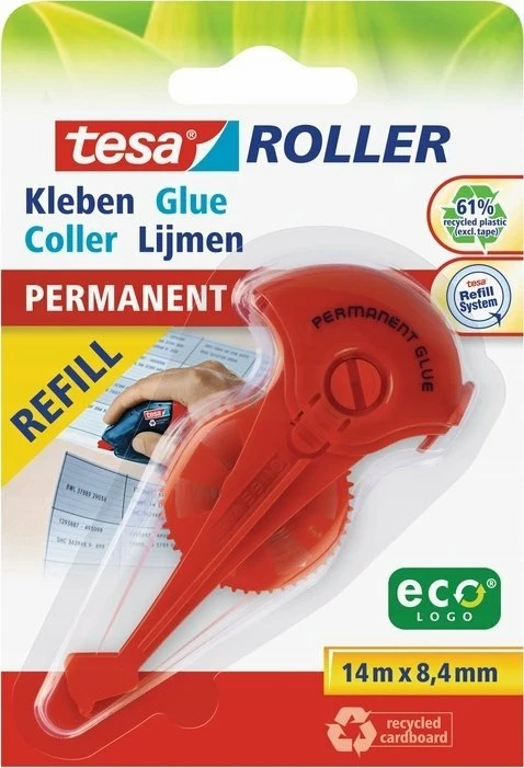 Rimbushje për roller ngjitës Tesa Roller Permanent 14 m x 8.4 mm, e kuqe, 1 copë