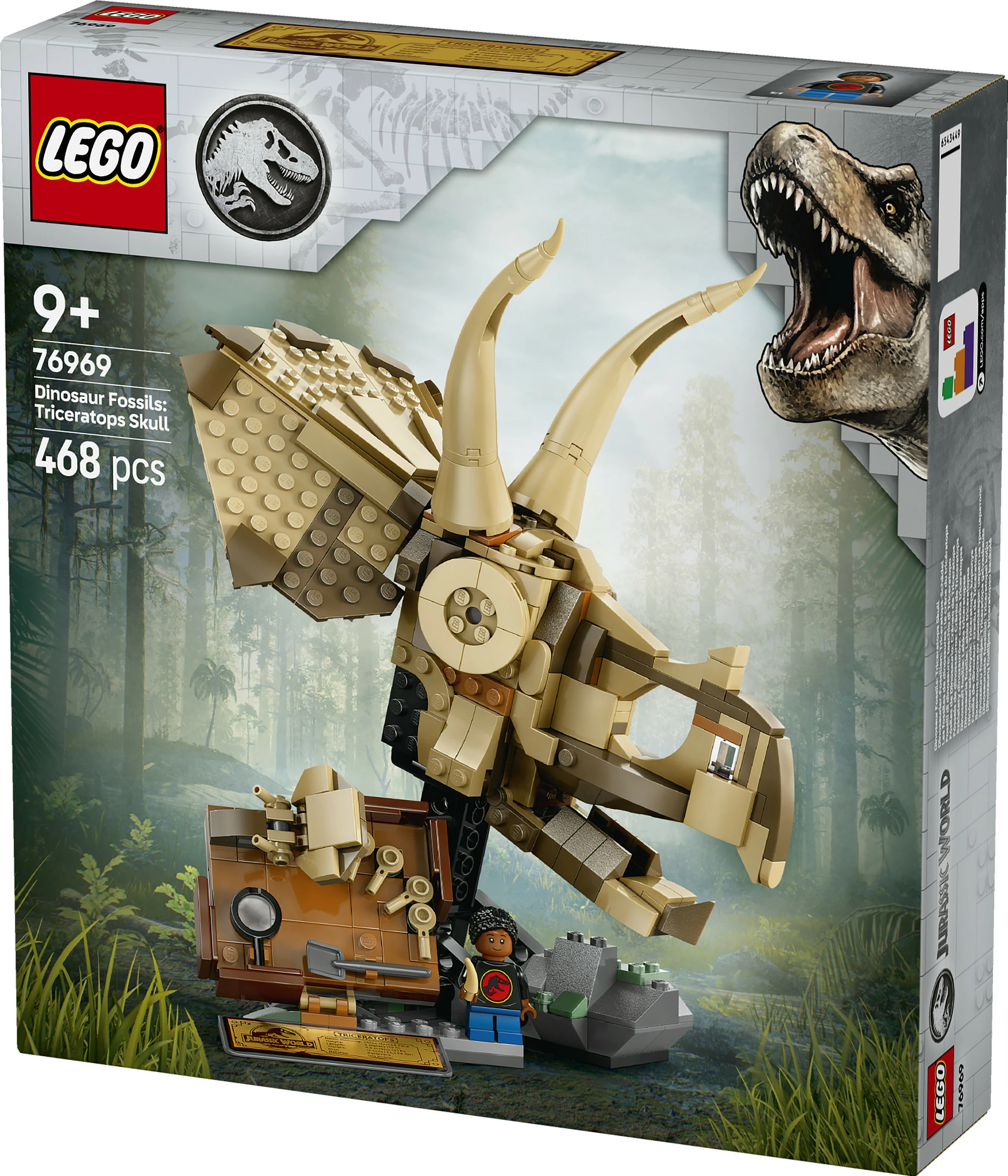Set ndërtimi LEGO Jurassic World 76969, fosili i Triceratopsit, 468 pjesë, multikolor