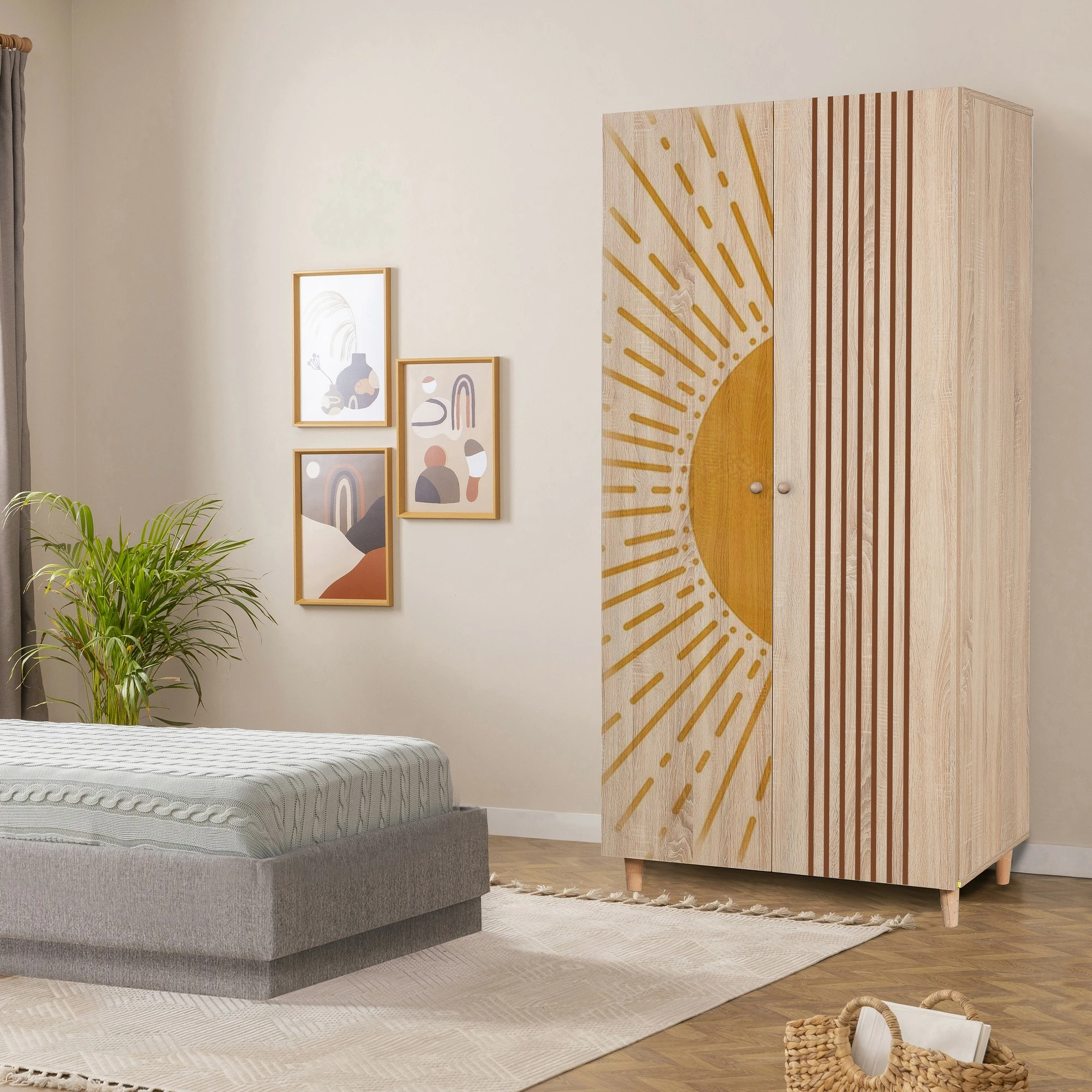 Dollap Sonomo, doreza druri, këmbë druri, Skye Decor Lidya 2 -971, 90x192x52cm