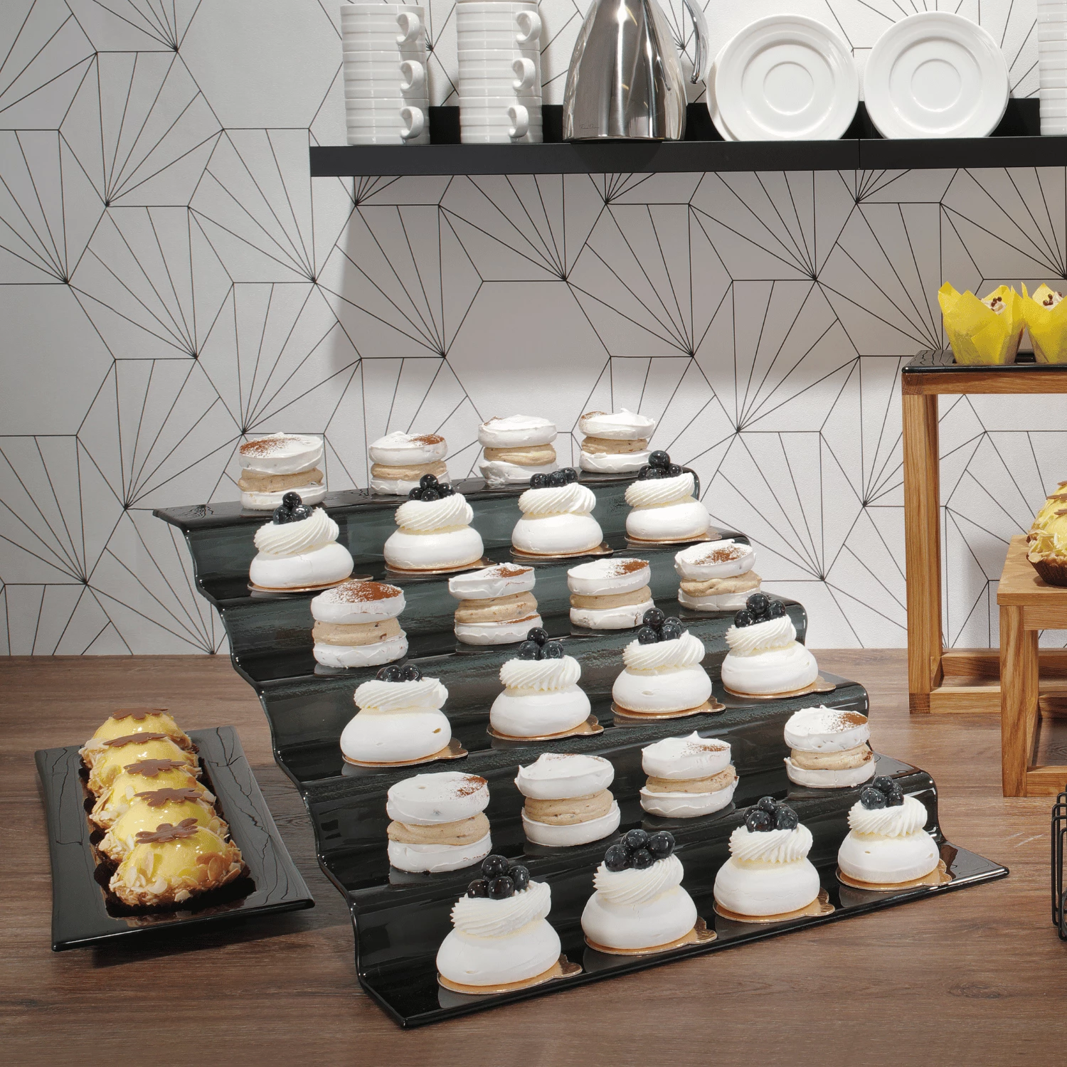 Tabaka bufeti qelqi, Fine Dine, Vetro GN 2/4, e zezë