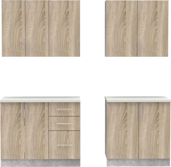 Njësi kuzhine Festa V melamine, ngjyrë sonoma dhe sipërfaqe pune ngjyrë gri e lehtë 160x60x85cm