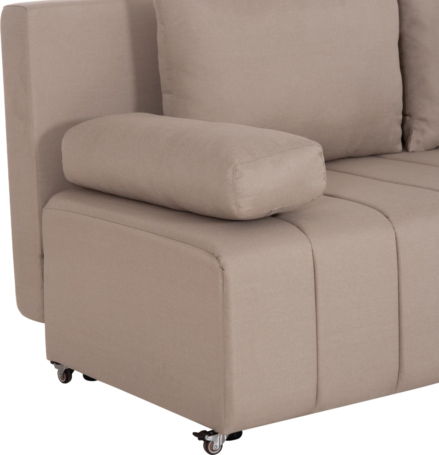 Krevat-sofa 3 vendesh KEND, material stof, bezhë e çelët, 188x85x82cm