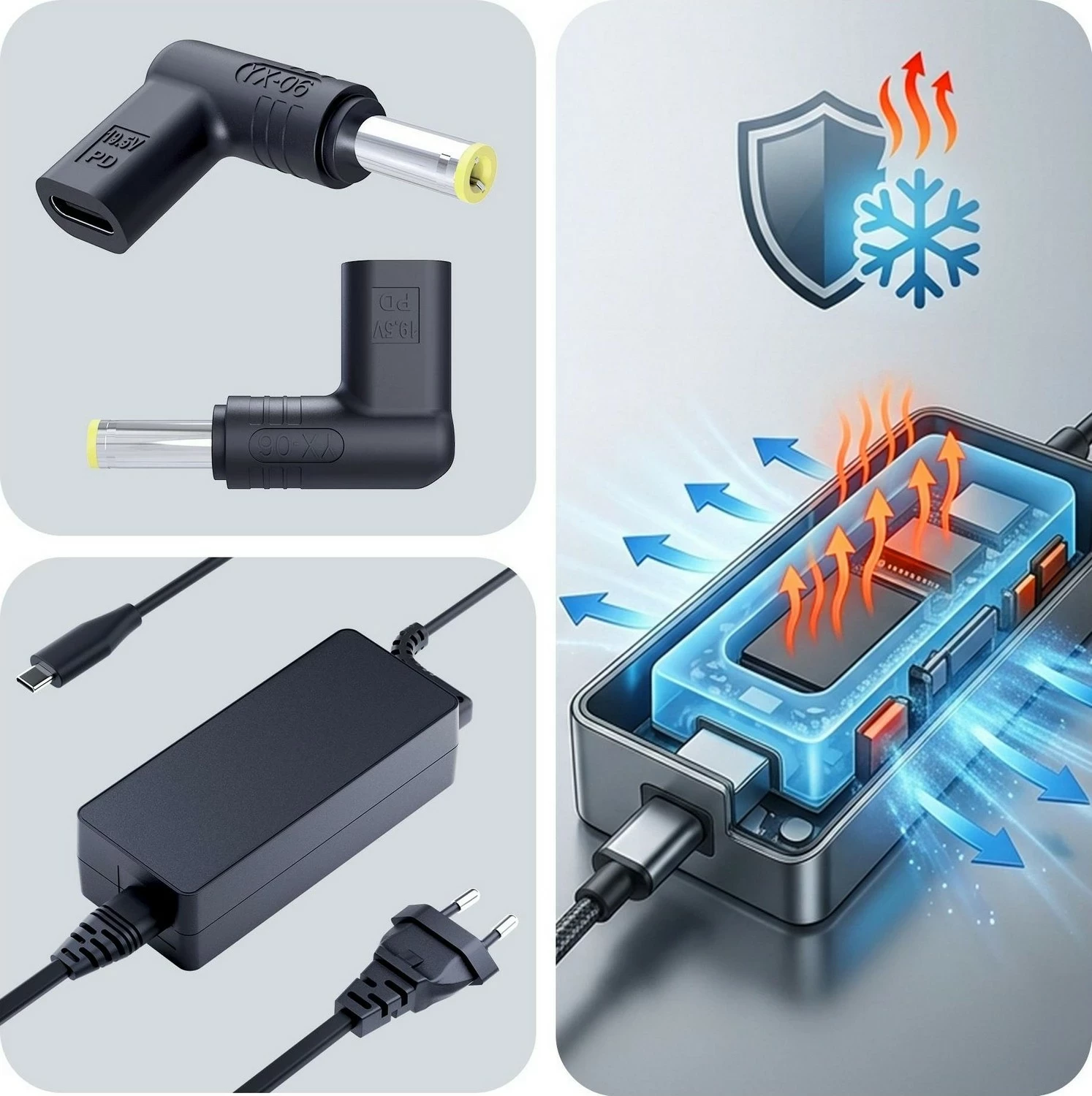 Karikues 3MK HARDY 65W, USB-C/DC, për Acer Asus Dell IBM Lenovo Toshiba HP, i zi