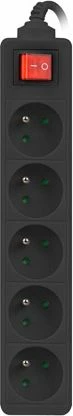 Zgjatues rryme Lanberg PS1-05E-0150-BK, 5 priza Type E, 1.5 m, 2500 W, i zi