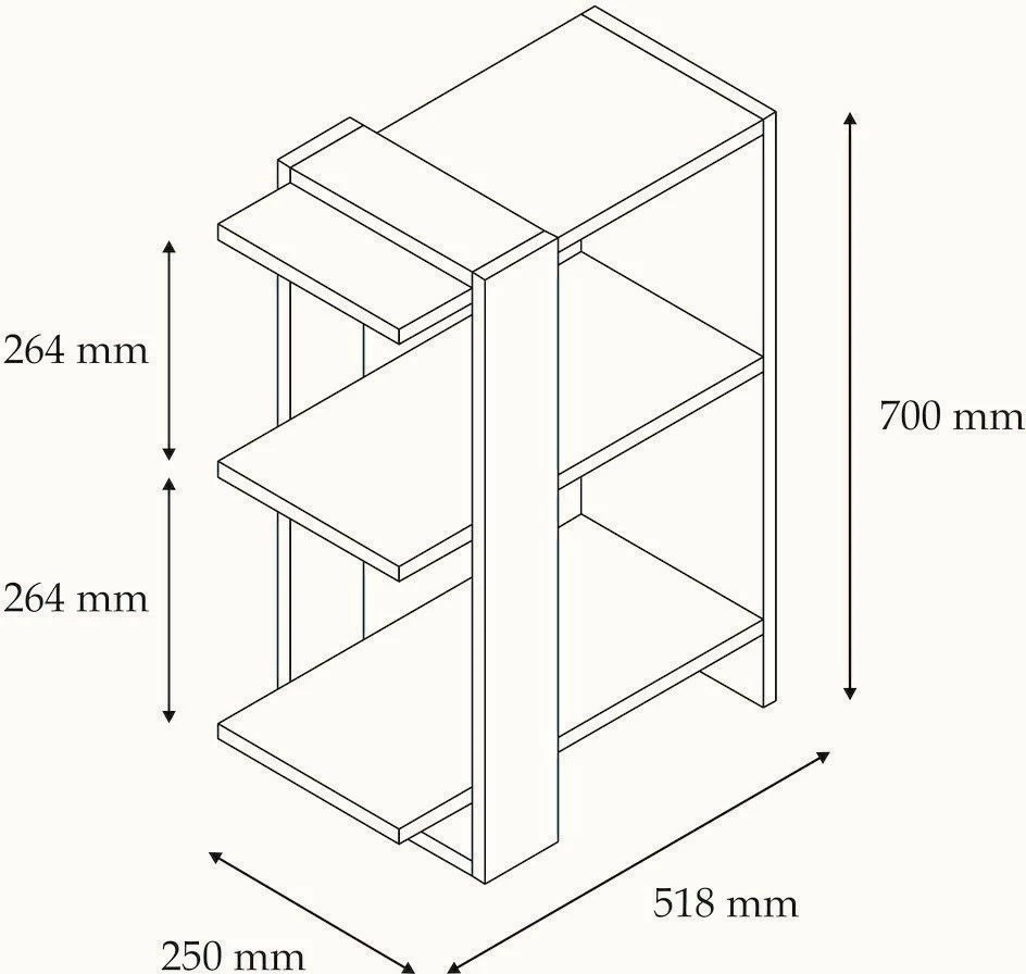 Raft librash Hanah Home, Gaye, ngjyrë arre dhe e bardhë