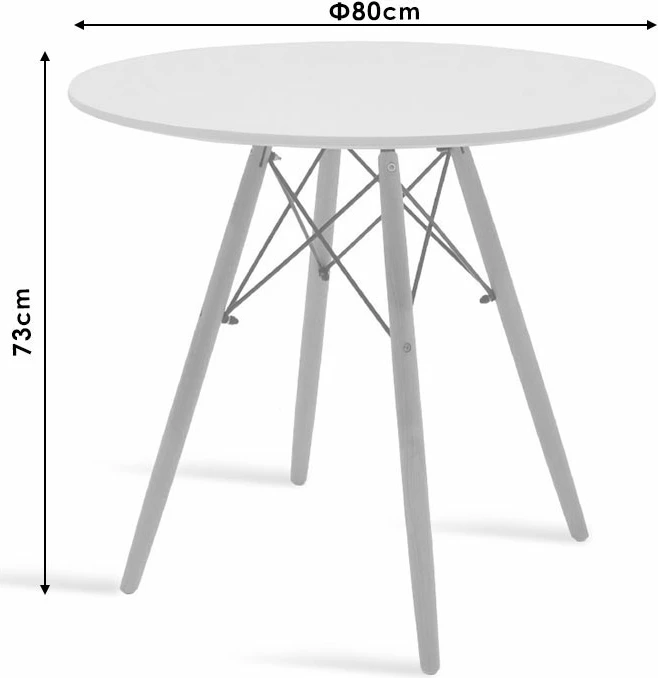 Tavolinë me karrige Ezra-Julita, ngjyrë gri/bardhë-natyrale, D80x73cm