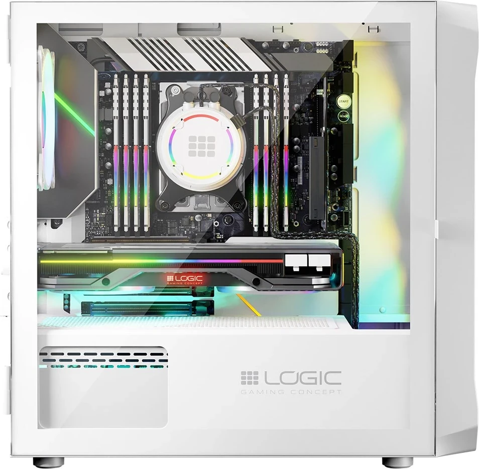 Kasë LOGIC PORTOS ARGB MINI USB 3.0, e bardhë