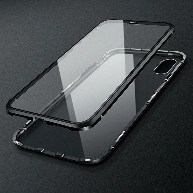 Mbështjellës Wozinsky Full Magnetic Case për Samsung Galaxy A72, xham i integruar, zi-transparent