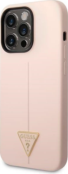Mbështjellës Guess Silicone Triangle për iPhone 14 Pro Max 6.7", Rozë