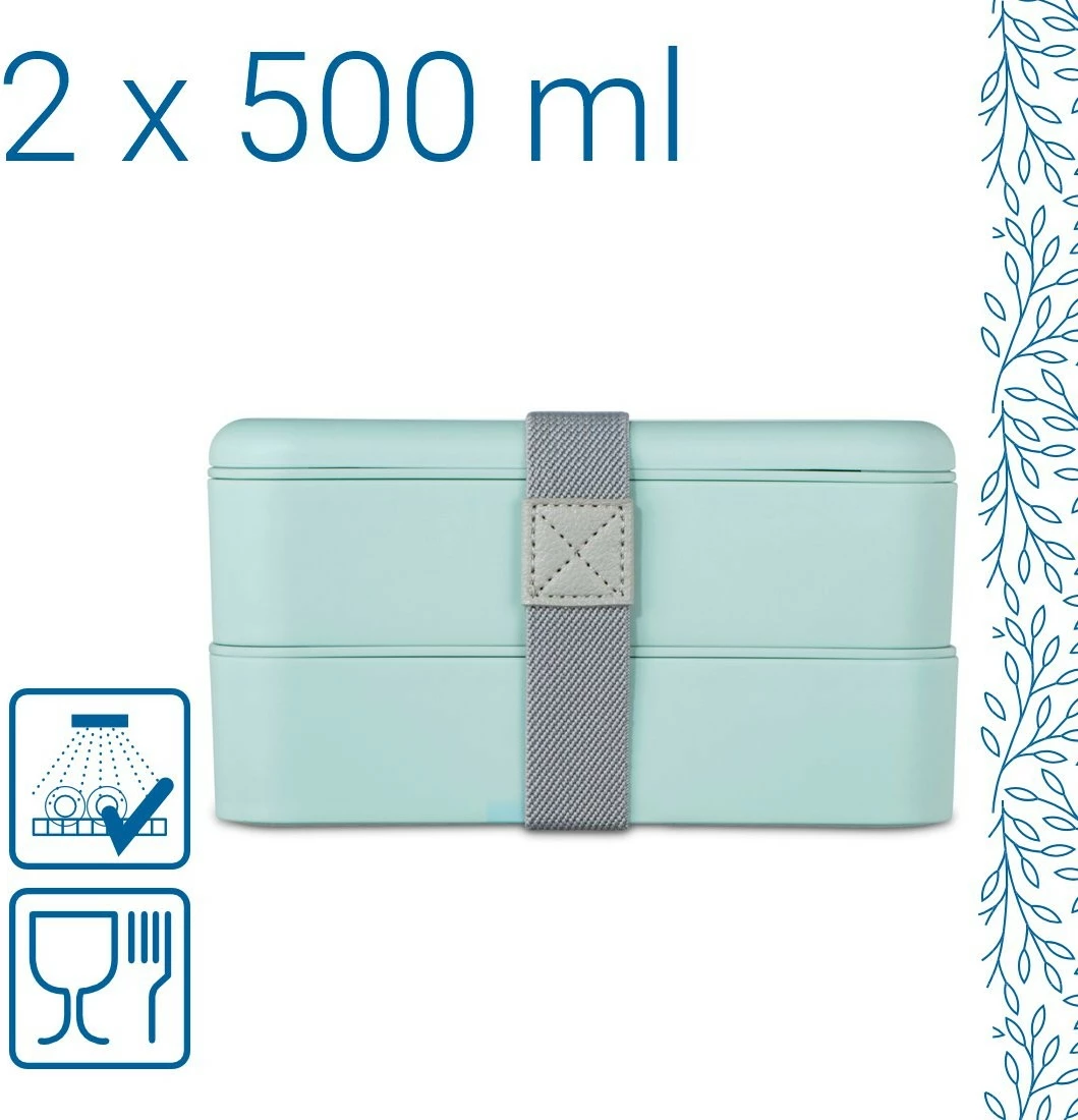 Lunchbox Xavax 181595 500 ml dy-nivelësh, polipropilen, leak-proof, mint (me rrip elastik)