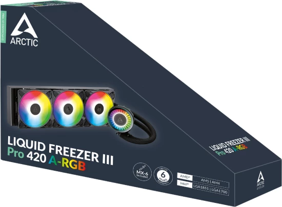 Ftohës uji AIO ARCTIC Liquid Freezer III Pro 420 A-RGB, 420mm radiator, 3x P14 Pro 140mm, PWM, Intel LGA1851/1700, AMD AM5/AM4, i zi