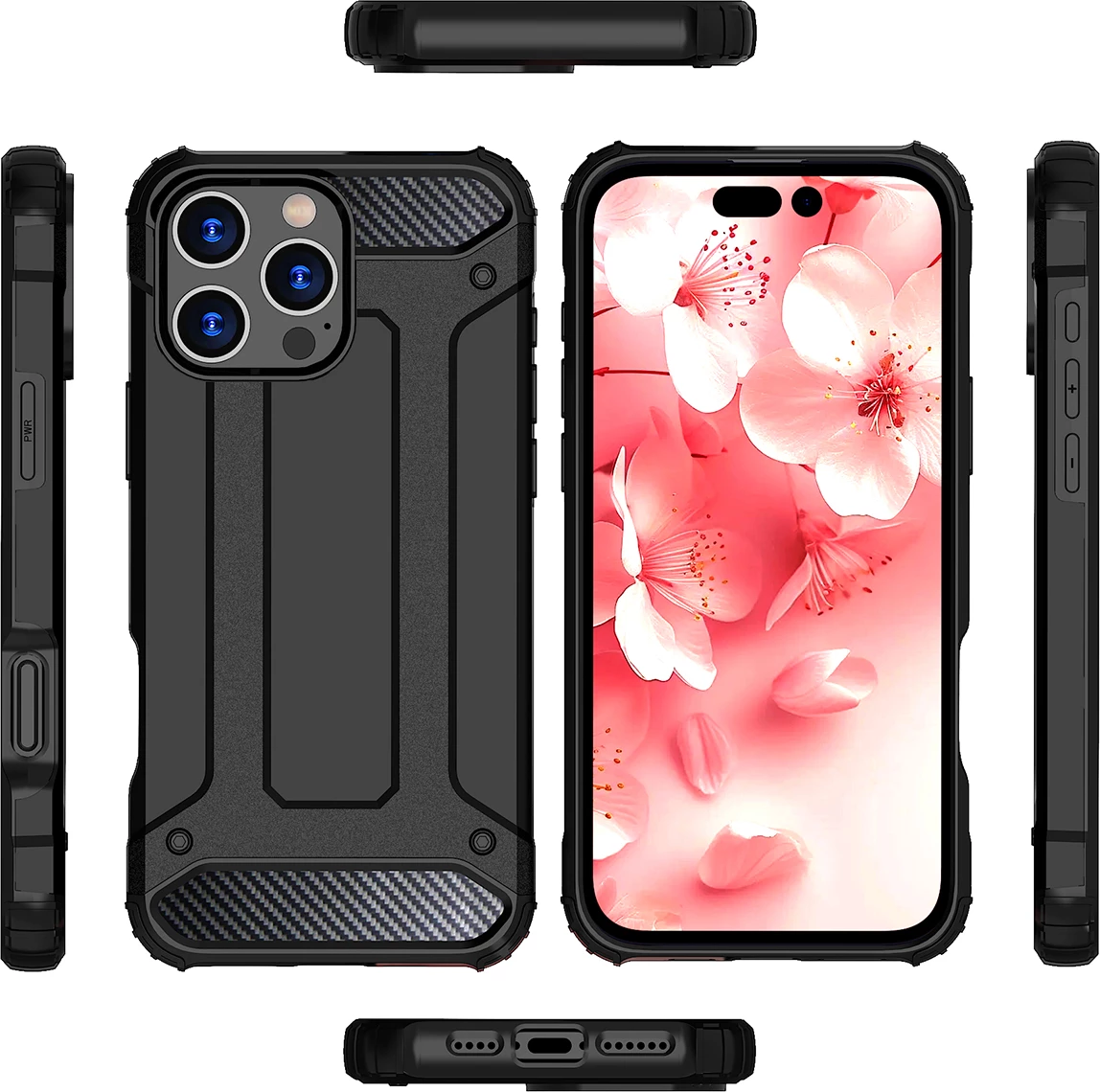 Mbështjellës Hurtel Hybrid Armor për iPhone 16 Pro, i zi