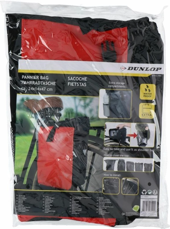 Çantë biciklete Dunlop, për meshkuj dhe femra, e zezë dhe e kuqe
