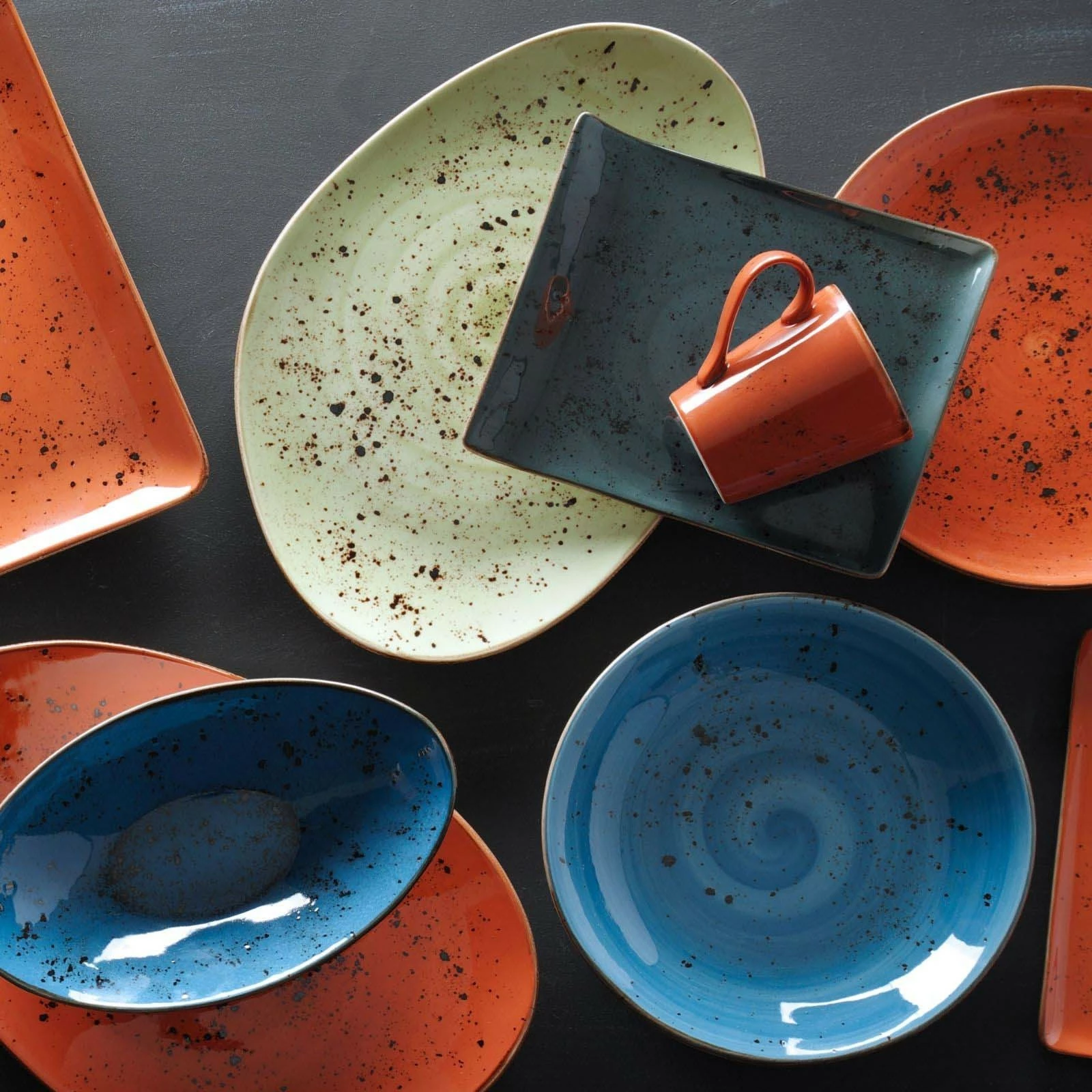 Set pjatash të rrafshëta Fine Dine Arando Ø260 mm, porcelan, gri, 6 copë