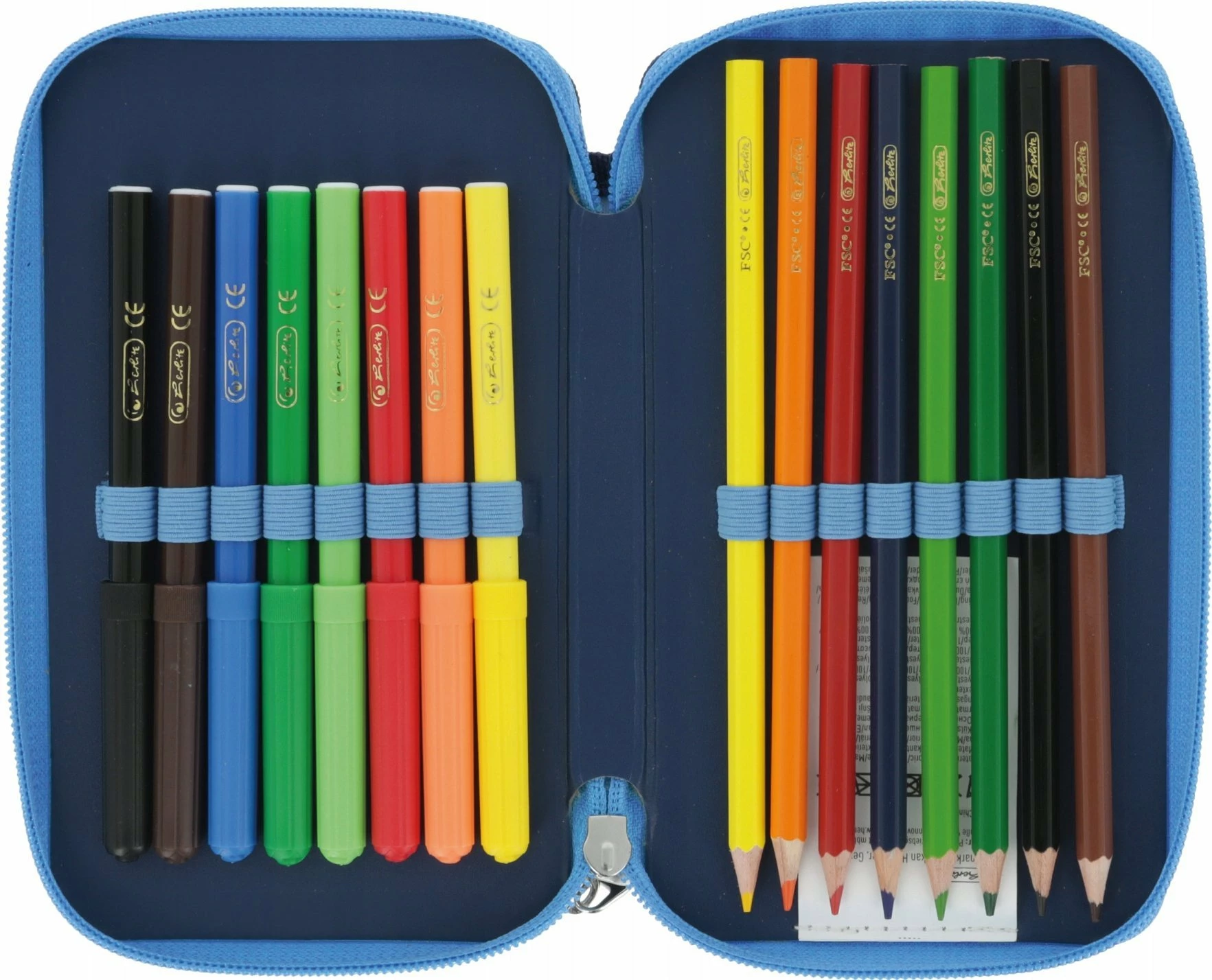 Etui dyfishtë lapsash Herlitz Deep Sea 50043385 23 copë, blu