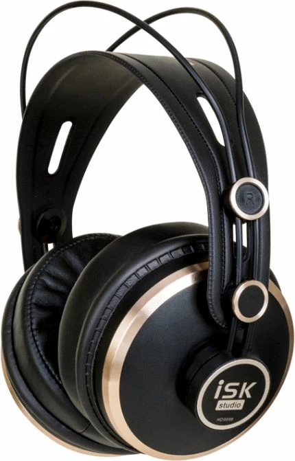 Kufje ISK HD-9999 50mm, 32Ω, 3.5mm/6.3mm, kabllo e shkëputshme, set me 2 kabllo + adapter + kuti + jastëkë shtesë, e zezë me të artë