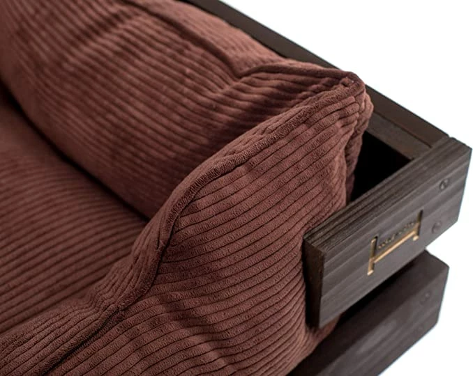 Harley & Cho Shtrati për kafshët "Dreamer Wood" prej druri (L, i kaftë + kadife i kaftë)