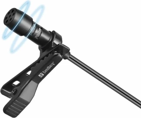 Mikrofon me kapëse USB SANDBERG Streamer 126-40, kabllo 3 m, omnidireksional, 48 kHz/16-bit, i zi, set me adapter USB-C në USB-A