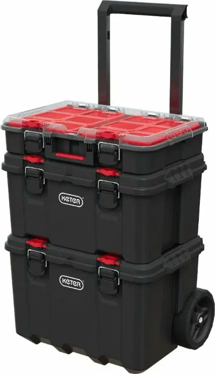 Kuti veglash me rrota Keter Stack'N'Roll, set modular 3 copë, e zezë
