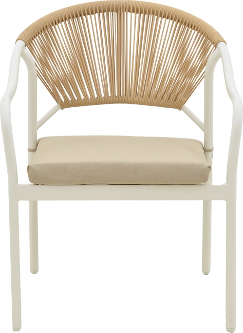 Set Bonanza për sallon, 4 pjesë, ratan bezhë-alumin i bardhë