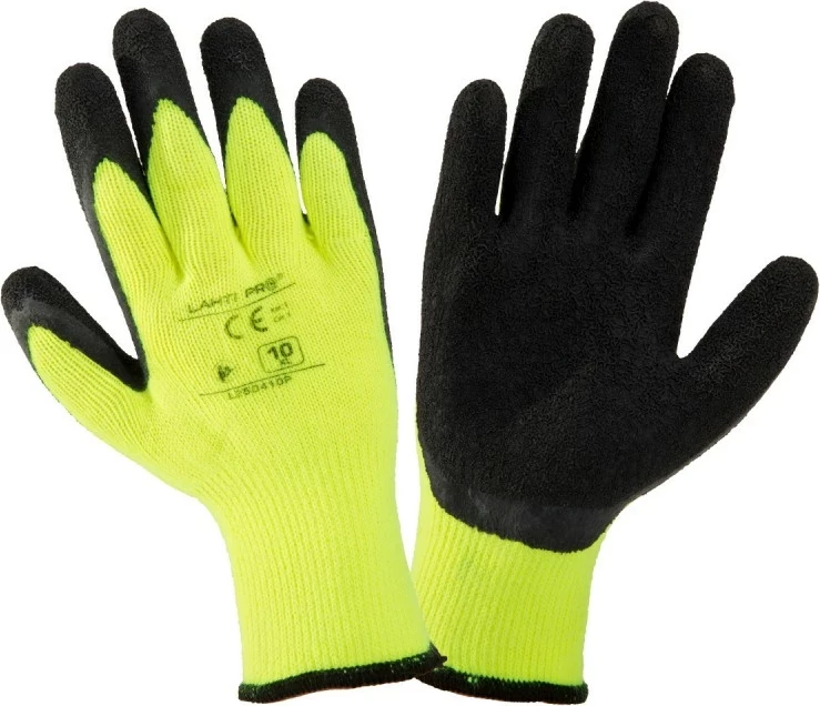 Dorëza mbrojtëse dimërore LAHTI PRO L250511W, madhësi 11 (2XL), 12 copë, verdhë/zi
