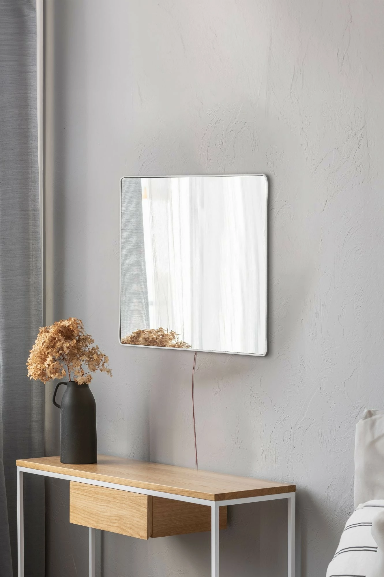 Pasqyrë me ndriçim LED, katrore, e bardhë, 30x30cm