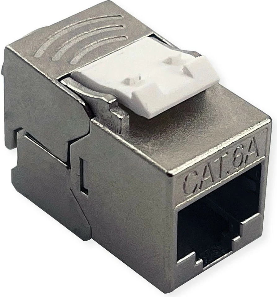 Keystone ROLINE Cat6A RJ-45, i mbrojtur, pa vegla, SLIM, i shkurtër, argjend