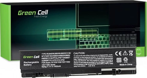 Bateri laptopi Green Cell për Dell Studio 15 1535/1558, 4400mAh, 11.1V, Li-Ion, e zezë