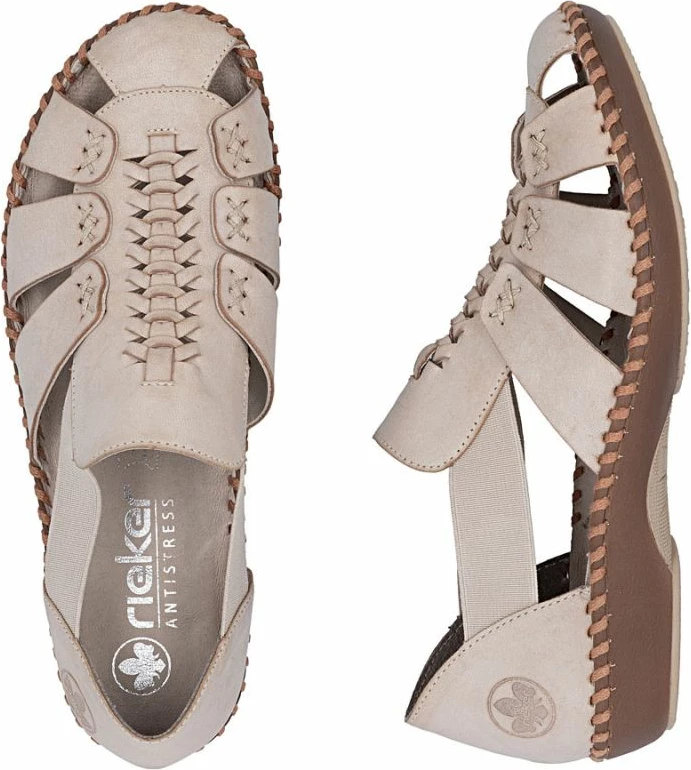 Sandale lëkure për femra Rieker M1679-60, bezhë