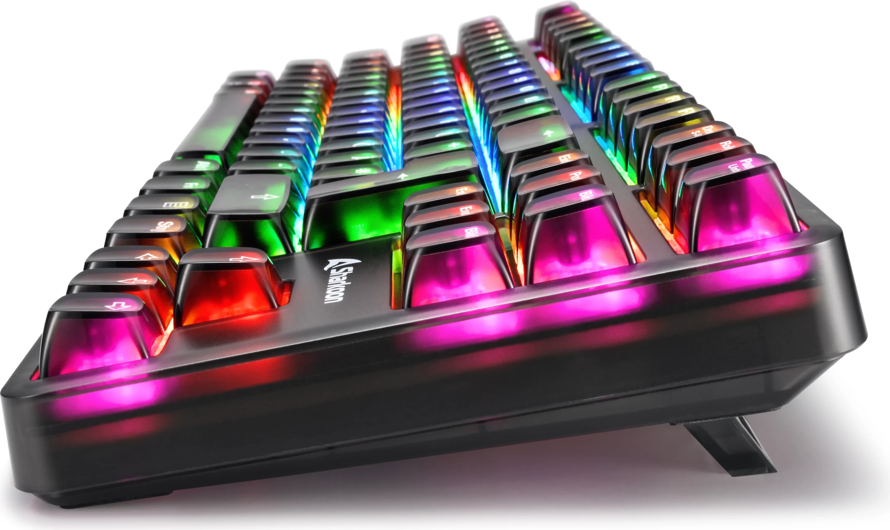 Tastierë gaming Sharkoon Crystal Shark, DE, RGB, e zezë
