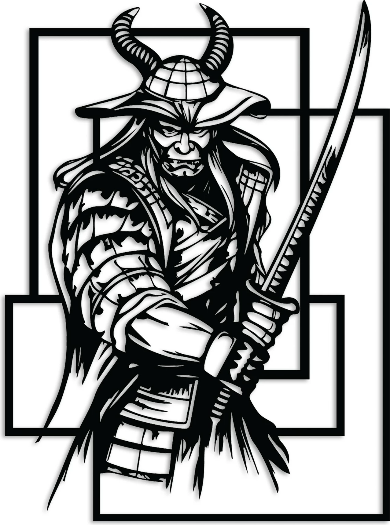 Aksesor dekorativ metalik për mur, Wallity, Samurai