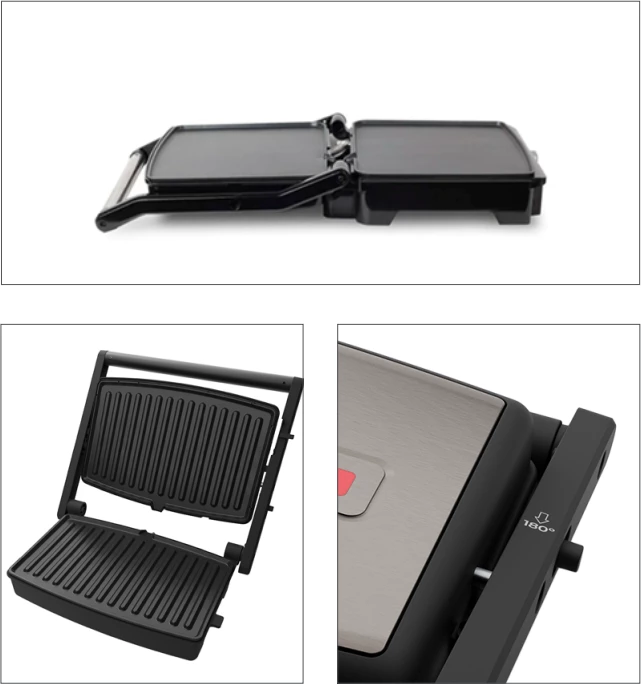 Gril elektrik tavoline AIWA KAMADO ASM-1500G 1500W, 27x18 cm, hapje 180°, i zi/argjendtë