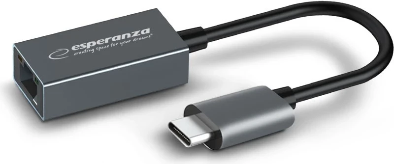Adapter Ethernet Esperanza ENA102, 1000 MBPS, USB C-RJ45, Gri