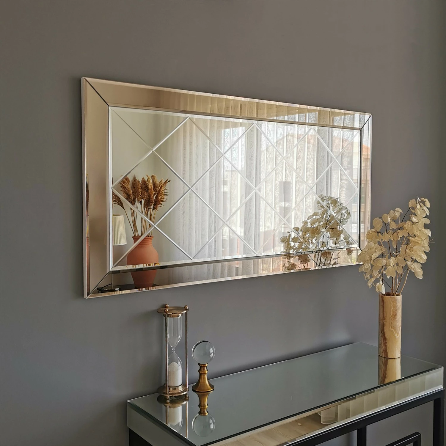 Pasqyrë Hanah Home, A330Y, ngjyrë argjendi, 130x65cm