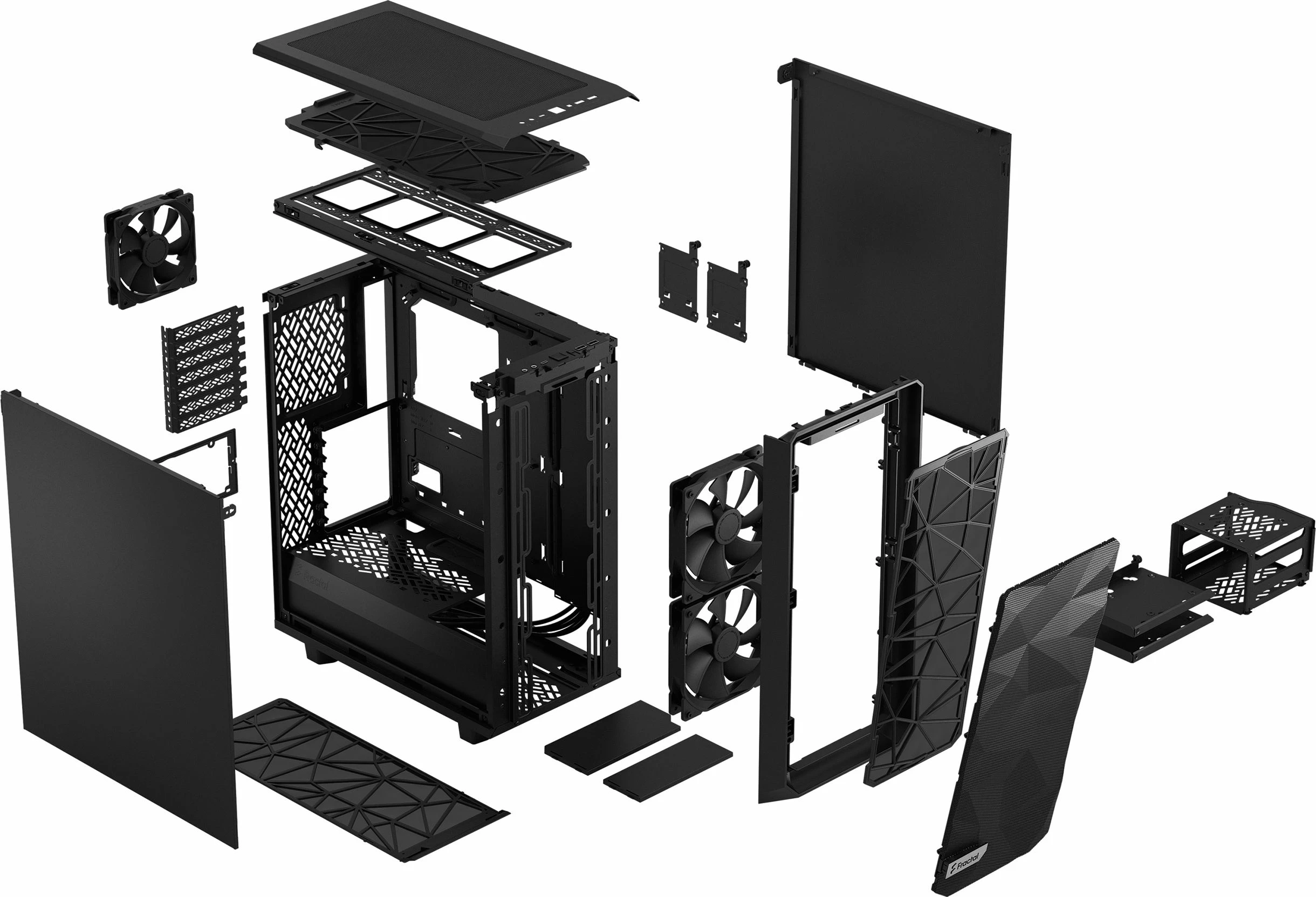 Kasë Fractal Design Meshify 2 Compact Solid FD-C-MES2C-01, Midi Tower ATX, pa dritare, e zezë
