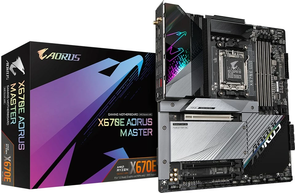 Pllakë amë Gigabyte X670E AORUS MASTER, AMD, Socket AM5, DDR5-SDRAM, 128 GB