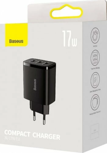 Karikues Baseus 3x USB-A 3.4A 17W, i zi