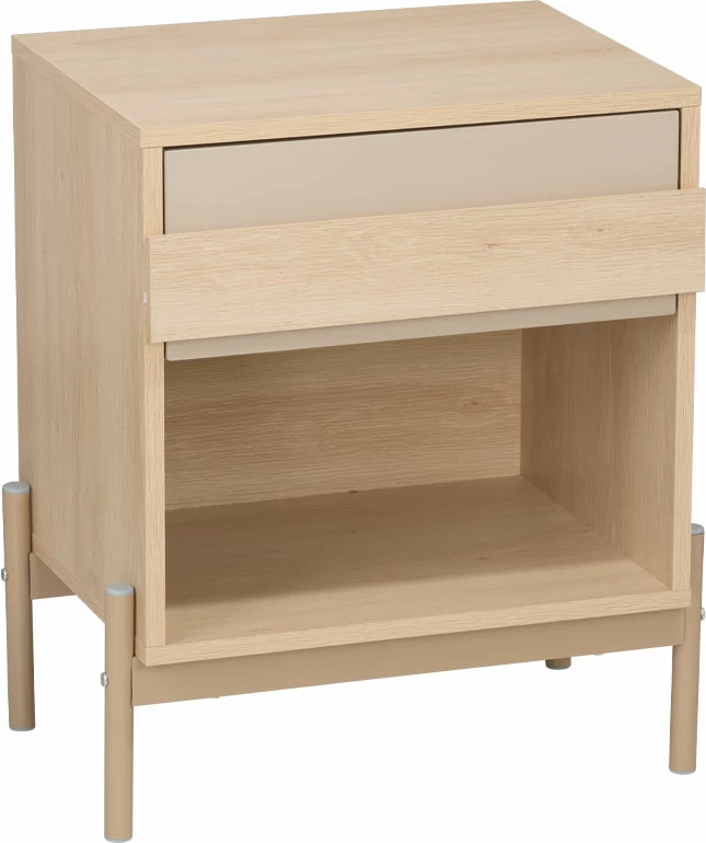 Komodinë Cappuccino, një sirtar, ngjyrë sonoma-latte, 49.6x36.5x57 cm